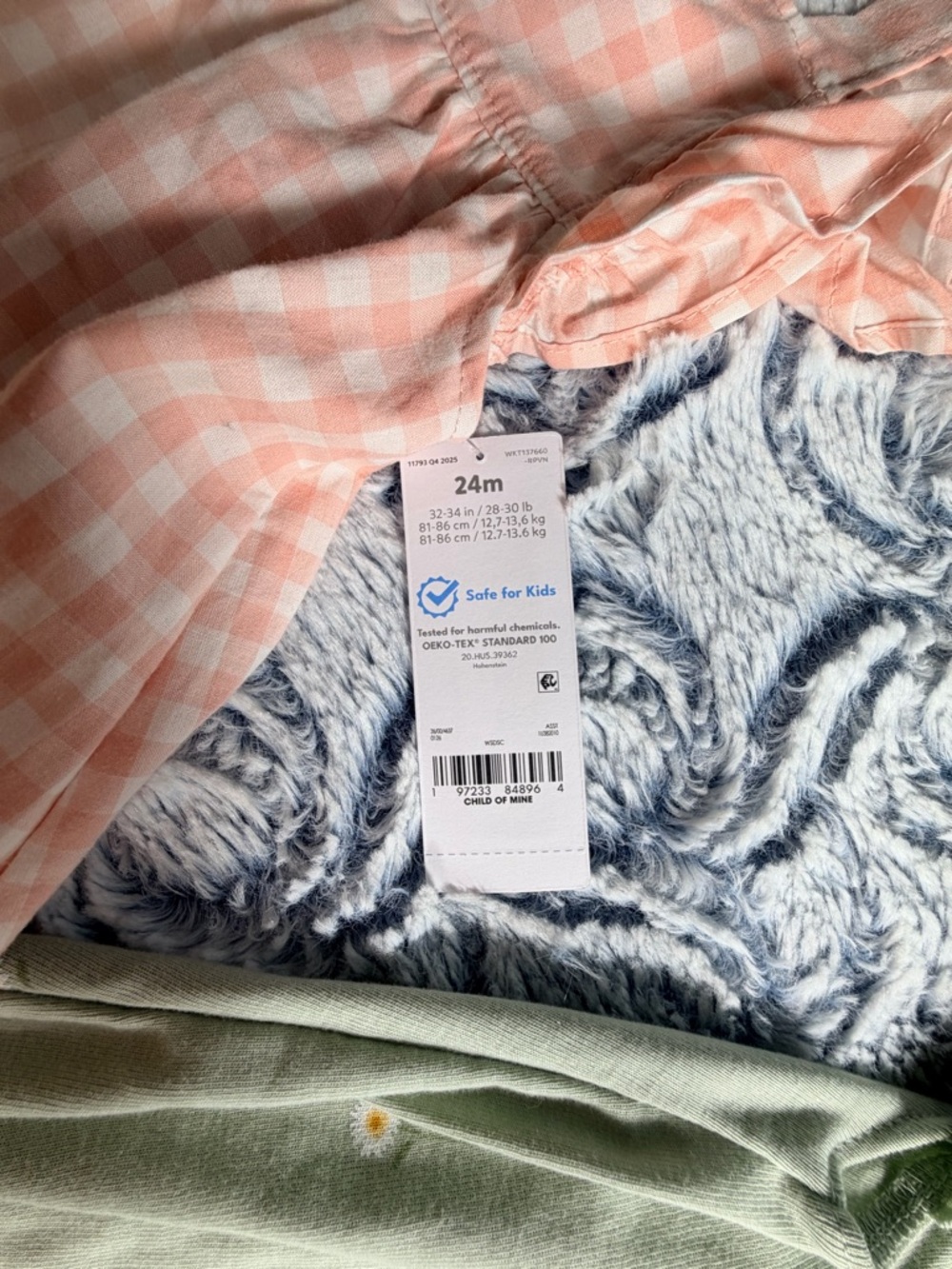 Size 24 Months NWT Carter’s Bundle - Pink Gingham & Sage Green Bee Romper - Picture 4 of 5